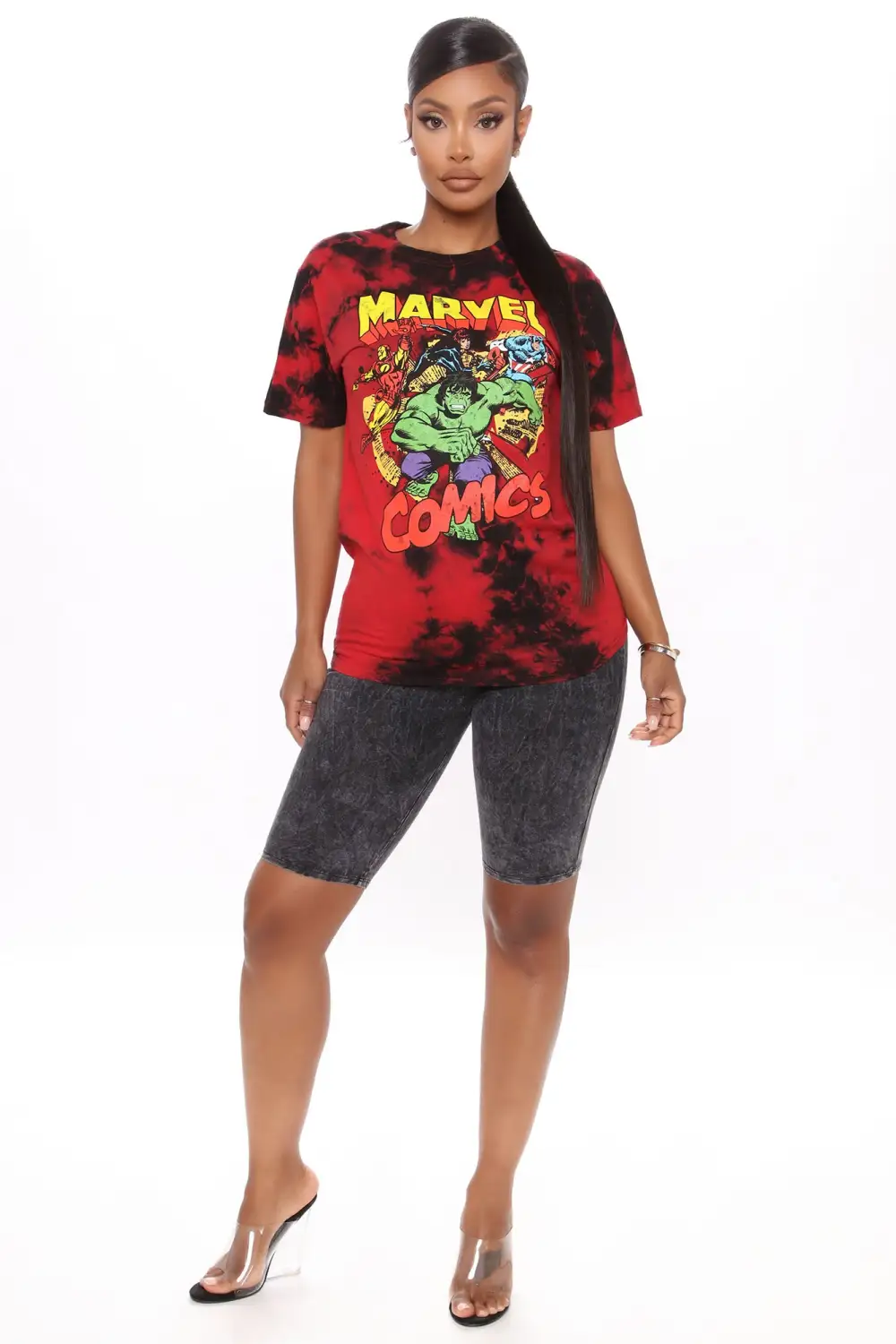 Marvel Comics Tie Dye Top - Red/Black