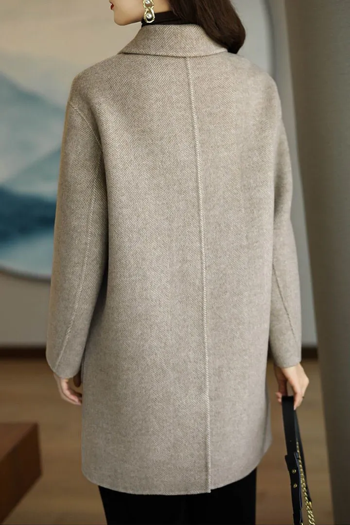 Simple Double Buttons Lapel Coat