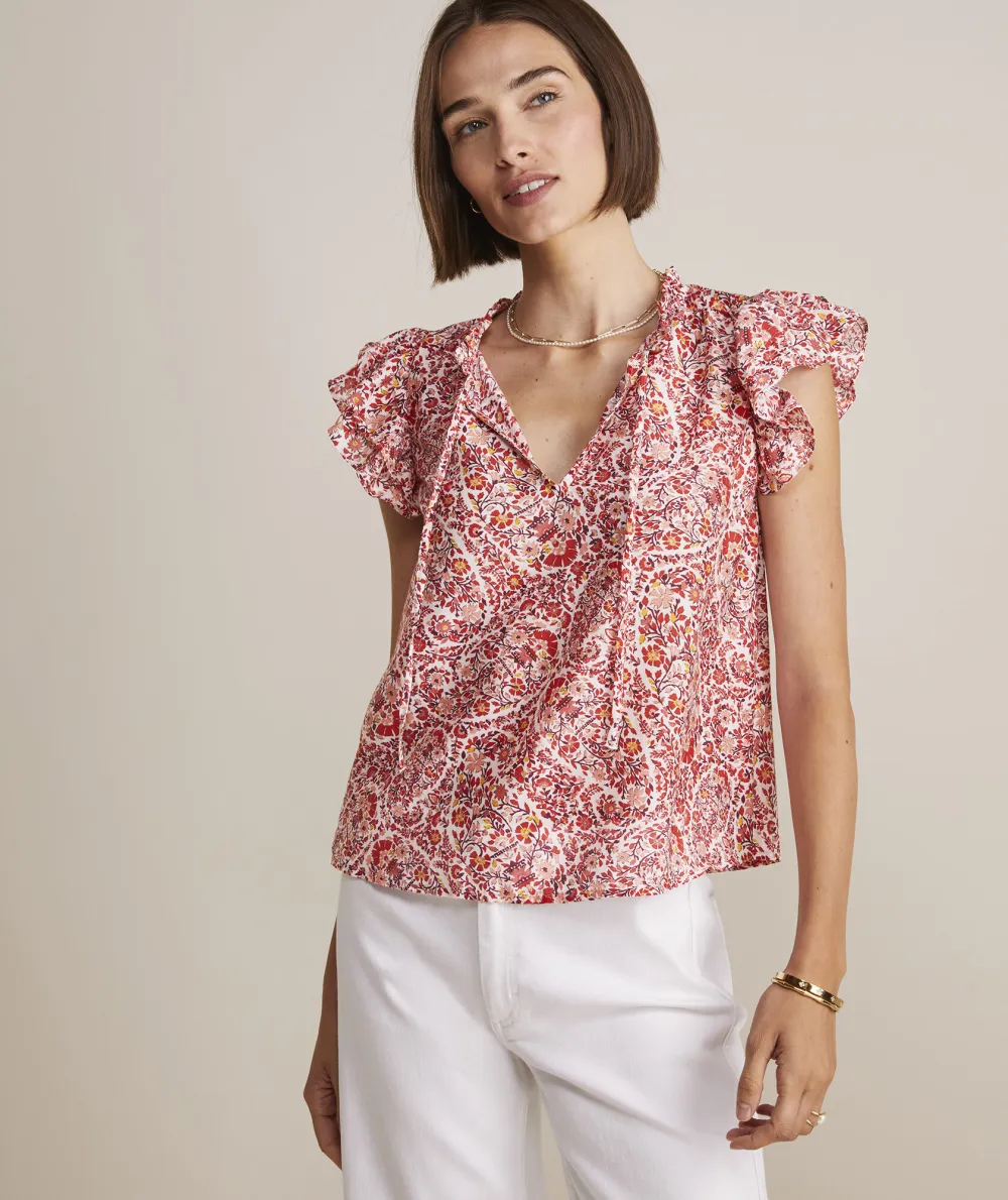 Fenwick Paisley Ruffle Sleeve Top