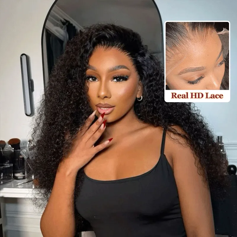 Curly Wave 13x6 Real HD Lace Undetactable BlendAway Full Lace Frontal Wig 100% Virgin Human Hair