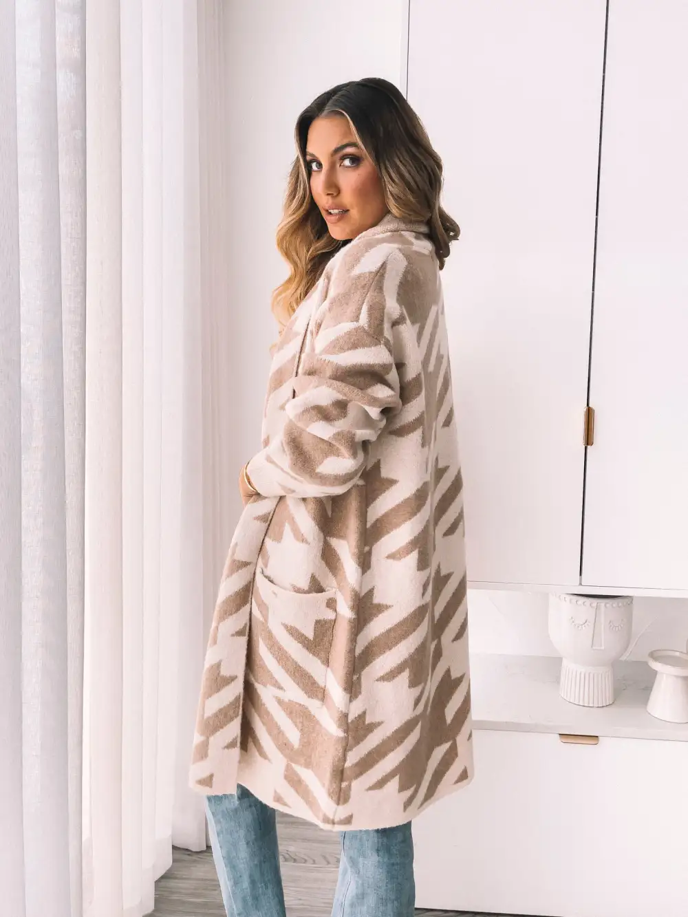 Ciela Cardigan - Beige Print