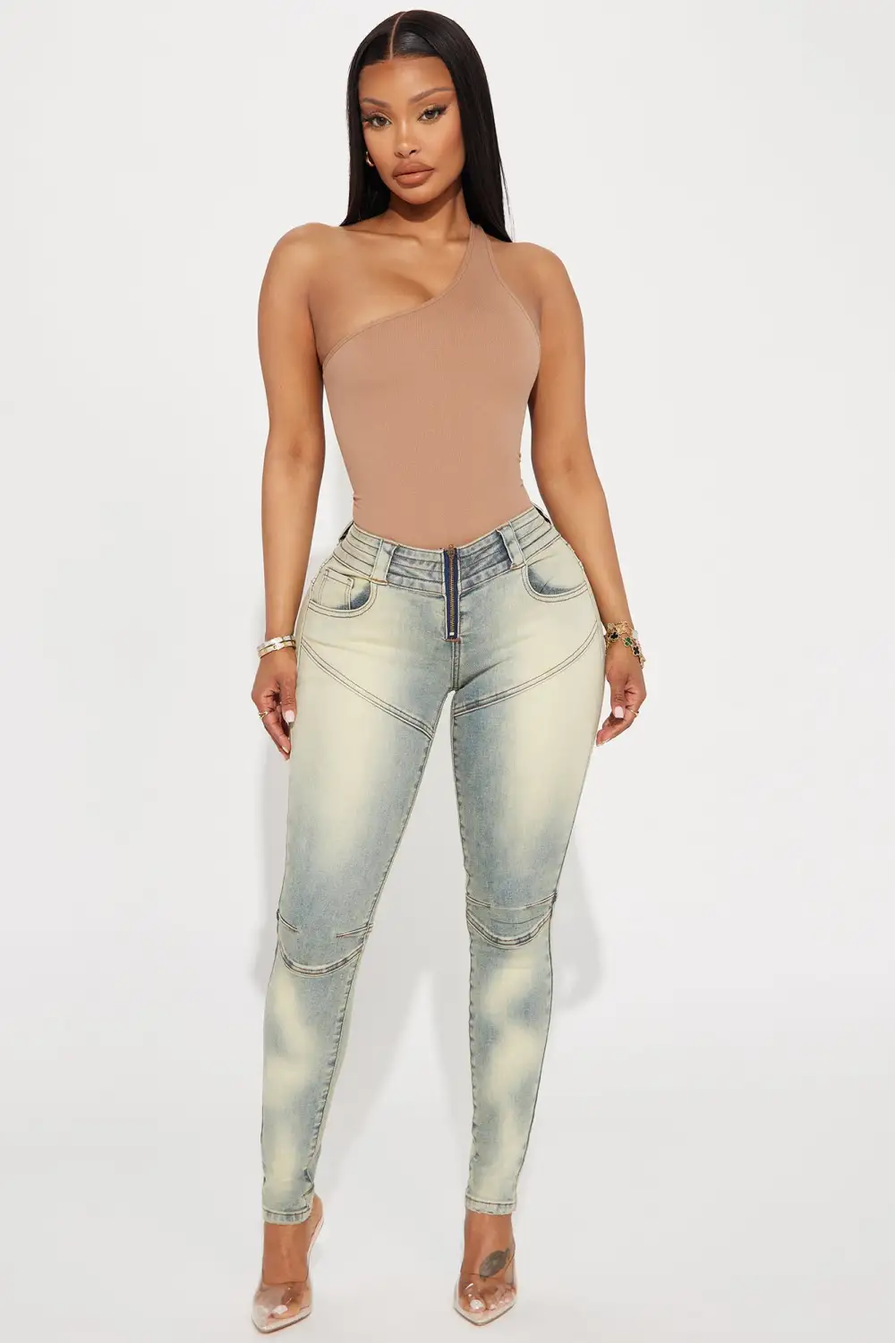 Camryn Moto Skinny Jeans - Vintage Wash