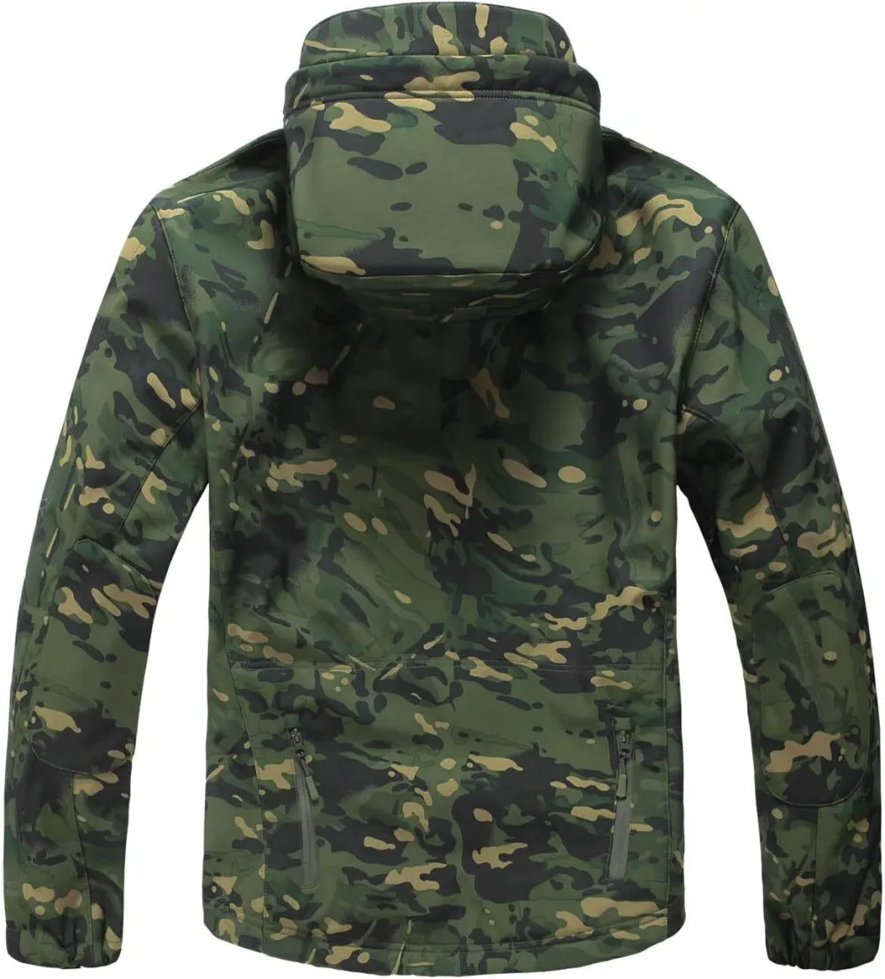 Men's Tactical Softshell Jacket Waterproof Fleece Hooded Hunting Coat