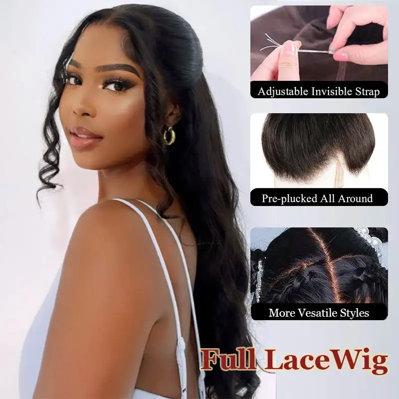 Invisi-Strap Full Lace Wig | Snug Fit 180% Density Straight 100% Virgin Human Hair