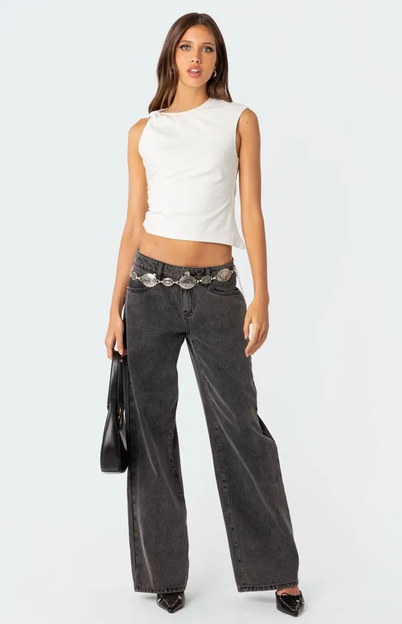 Edikted Raelynn Washed Low Rise Jeans