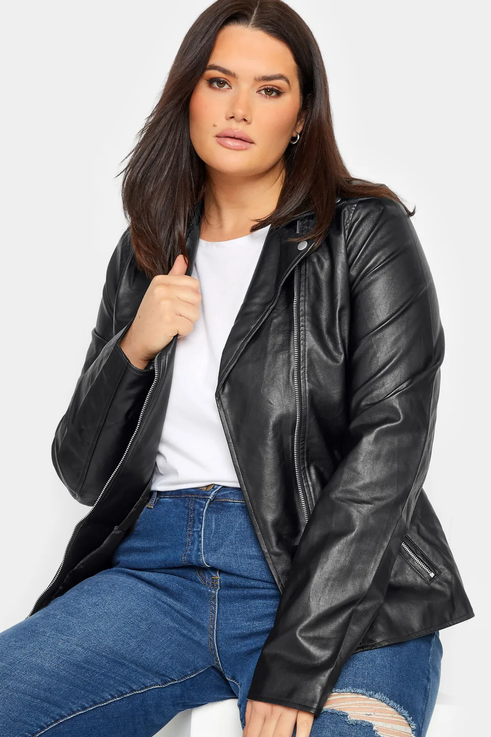 LTS Tall Faux Leather Biker Jacket