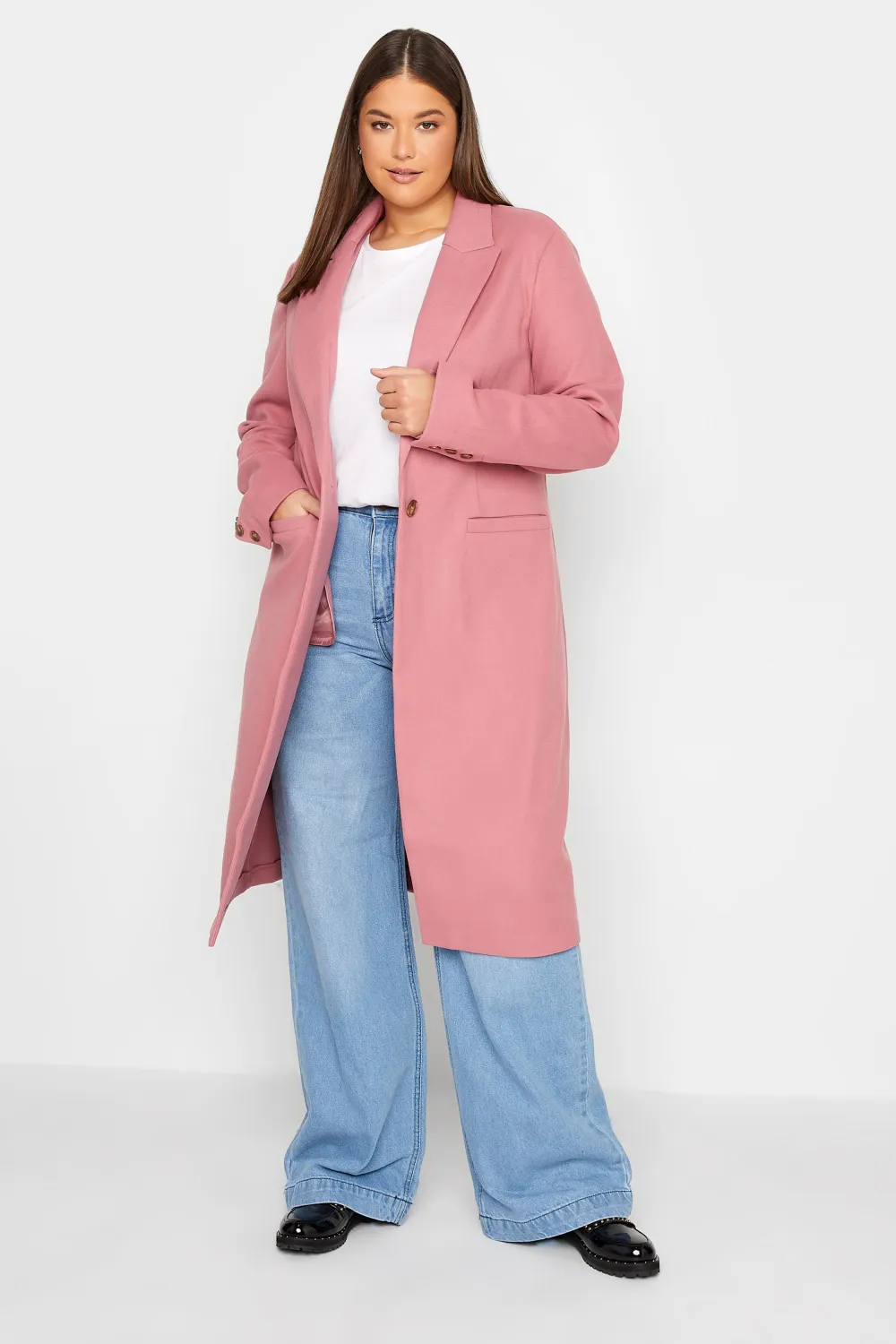 LTS Tall Blush Pink Midi Formal Coat