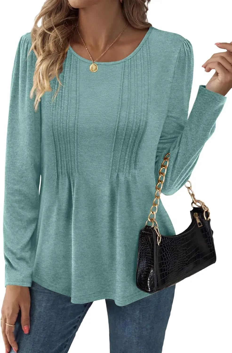 WIHOLL Blouses for Womens Dressy Casual 2024 Fall Tops Long Sleeve Shirts Loose Fit Tunics