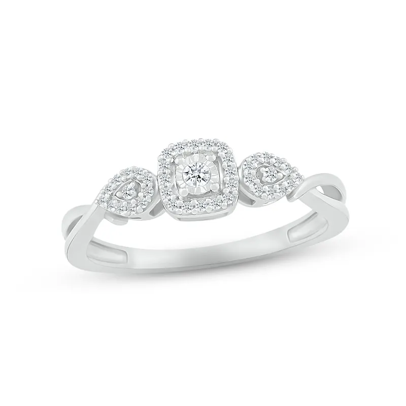 Diamond Cushion Promise Ring 1/10 ct tw Round-cut Sterling Silver