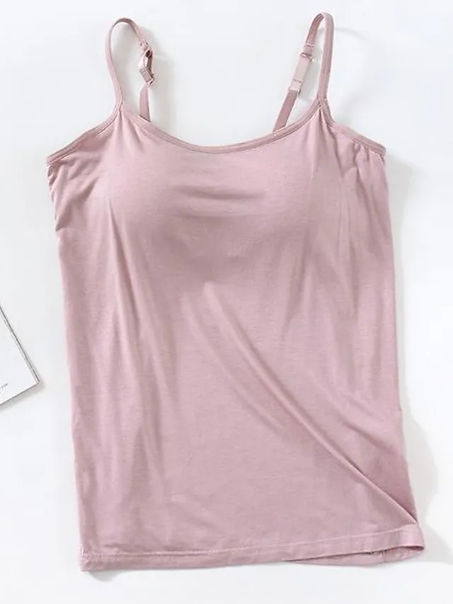 Women's Tank Top Plain Black White Pink Sleeveless Casual Basic U Neck Regular Fit