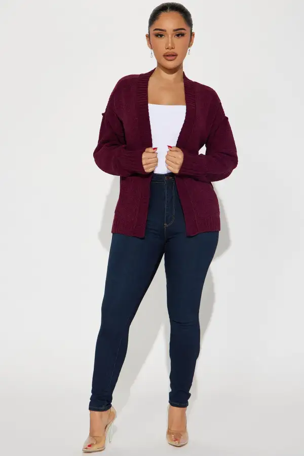 Vibin' Casually Cardigan - Wine