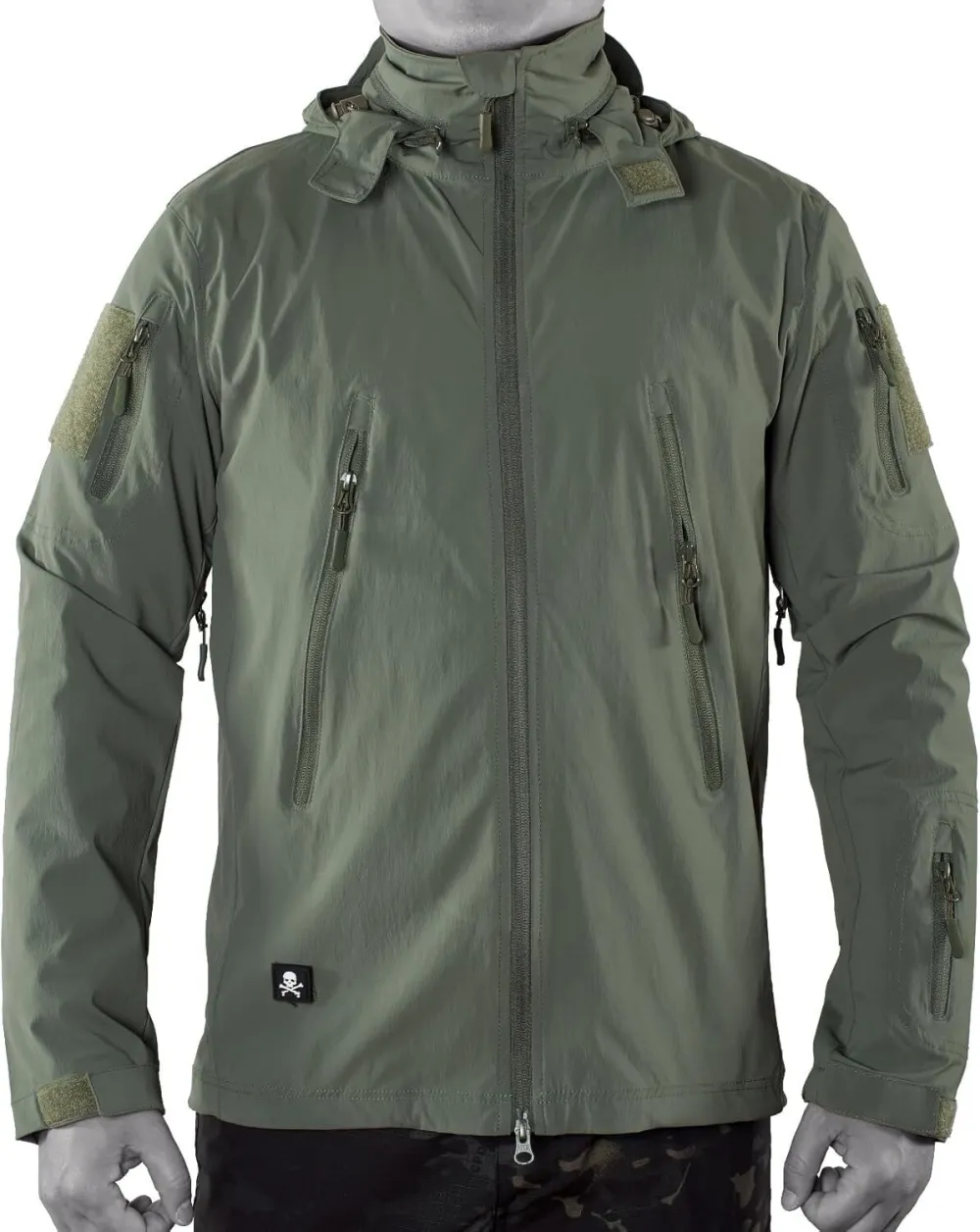 Mens Tactical Soft Shell Full Zip Jacket Lightweight Black Army Combat Coat Special Ops Airsoft Gear