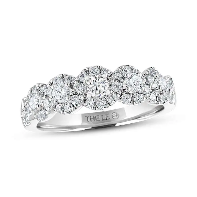 Leo Diamond Anniversary Ring 3/4 ct tw Round-cut 14K White Gold