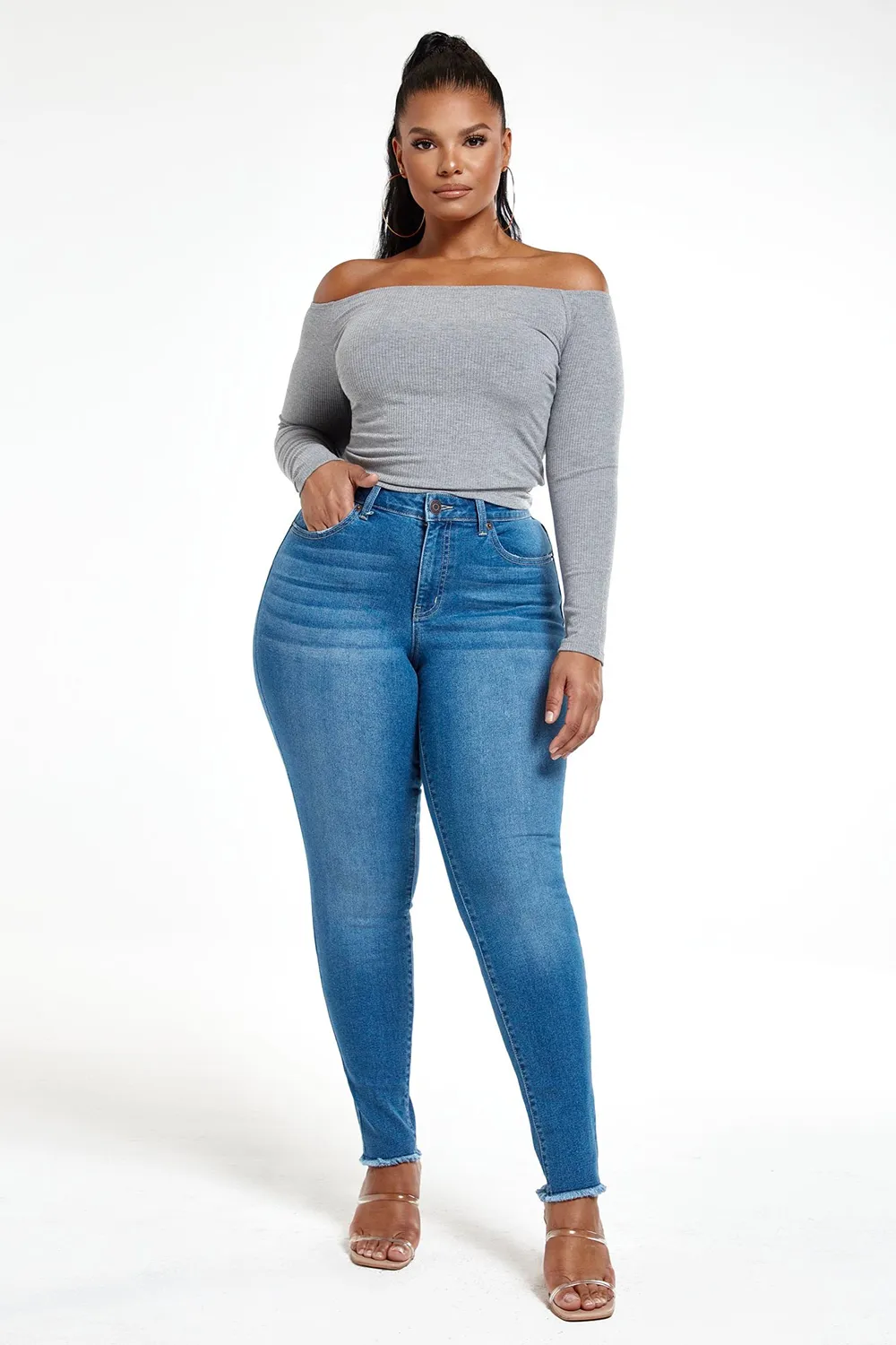 Off The Shoulder Rib Knit Top