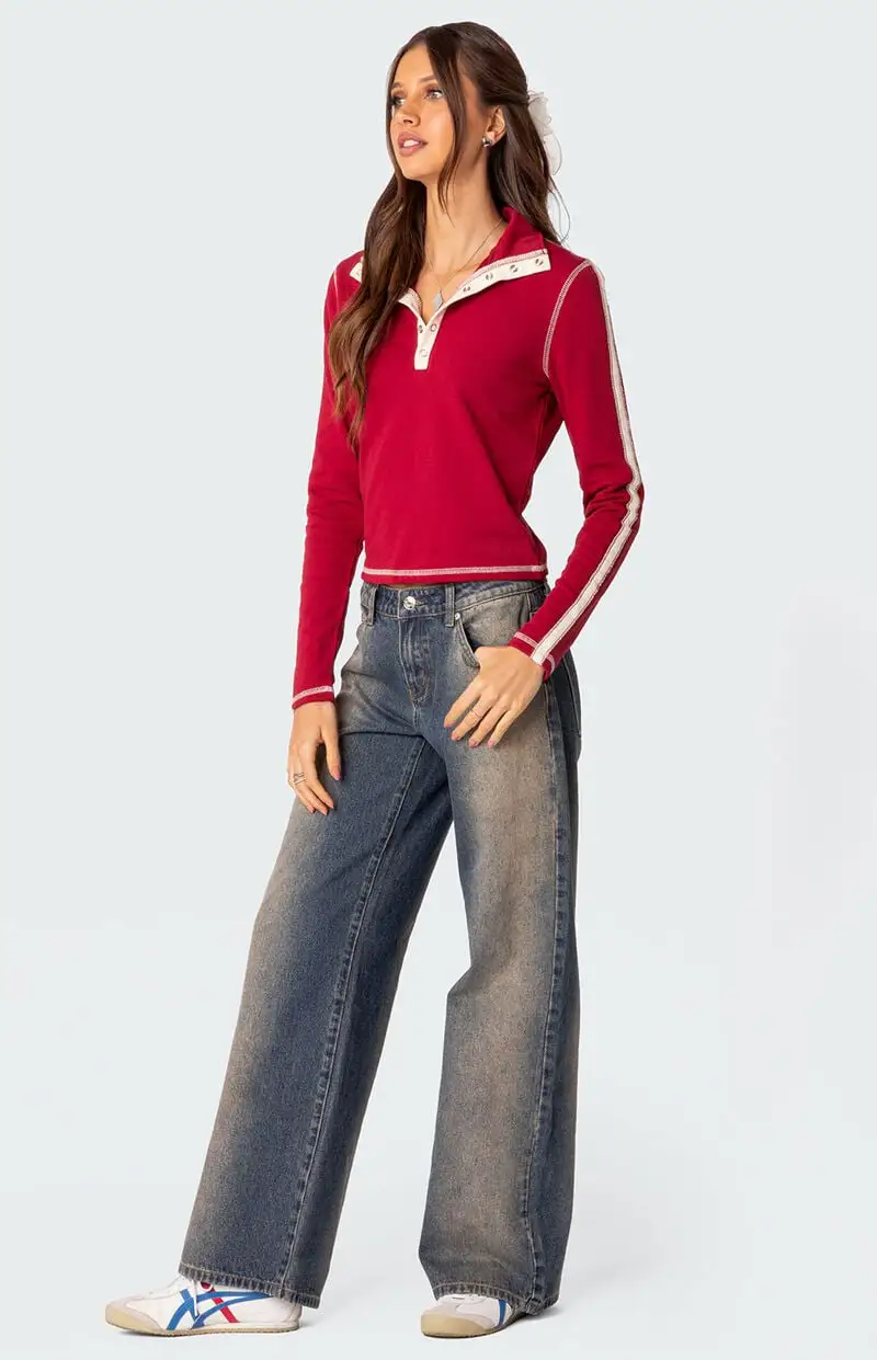 Edikted Raelynn Washed Low Rise Jeans