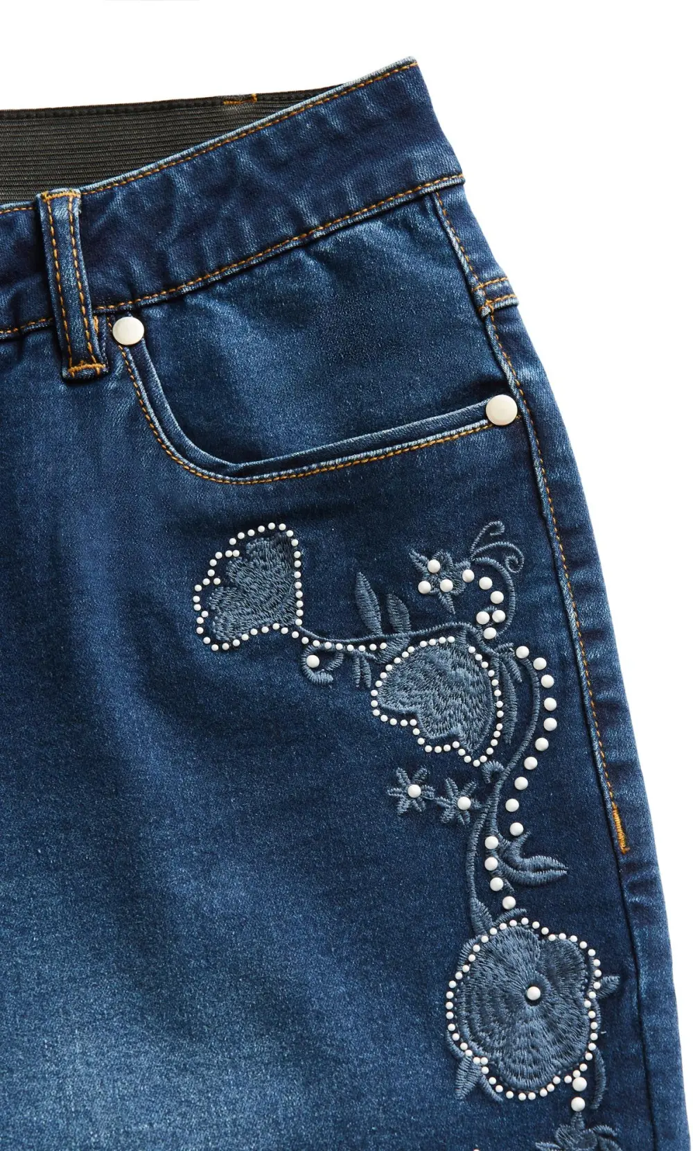 Evans Denim Floral Embroidered Jean