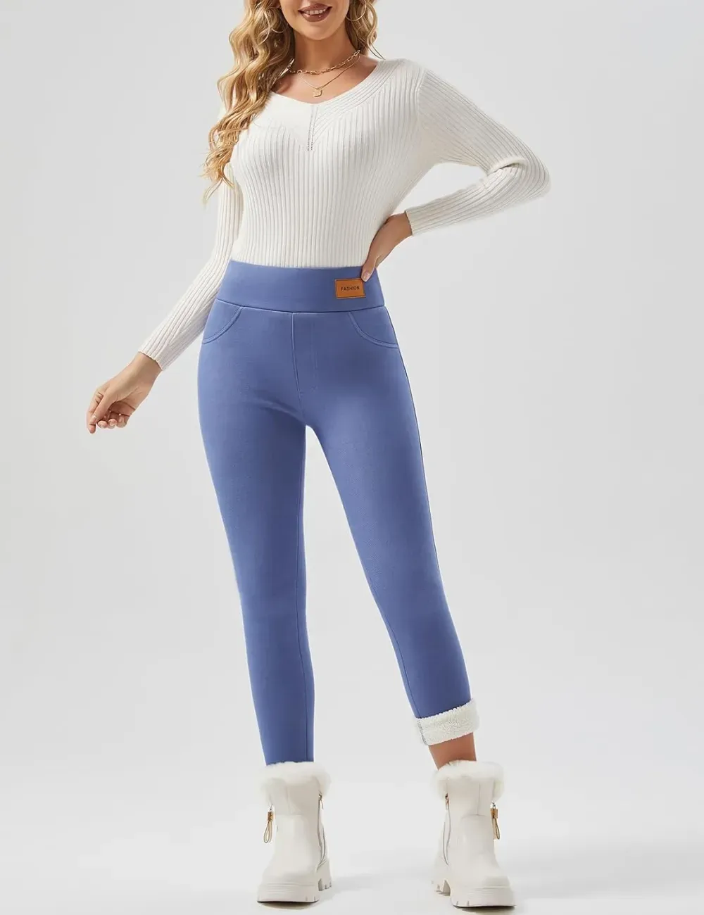 Women Winter Warm Thick Leggings Fleece Lined Stretchy Soft Thermal Sherpa Pants High Waist Tights