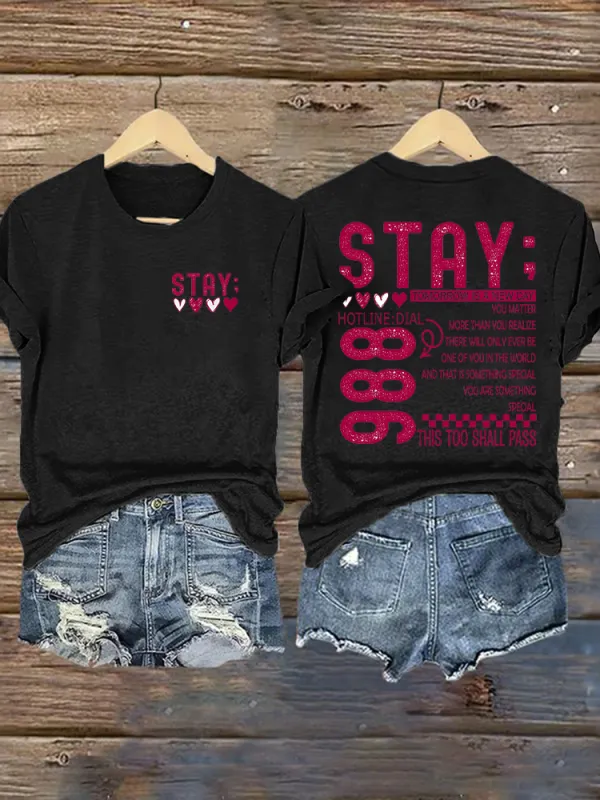 Women'S Stay Round-Neck Short-Sleeved T-Shirt