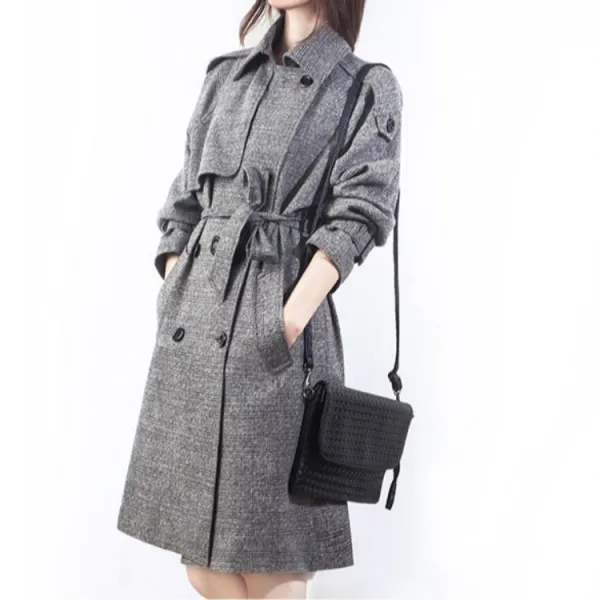 Houndstooth Front Tie Lapel Coat
