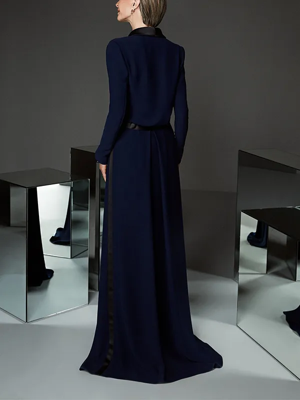 V-Neck Long-Sleeve Solid Color Bodysuit Dress