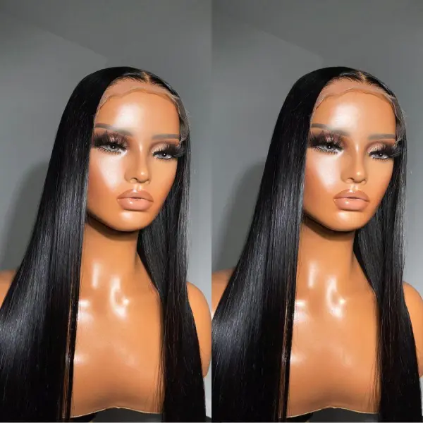 Parting Max 9x6 Glueless Wig #1 Jet Black Straight Hair Wig Pre Plucked & Bleached Ready to Go