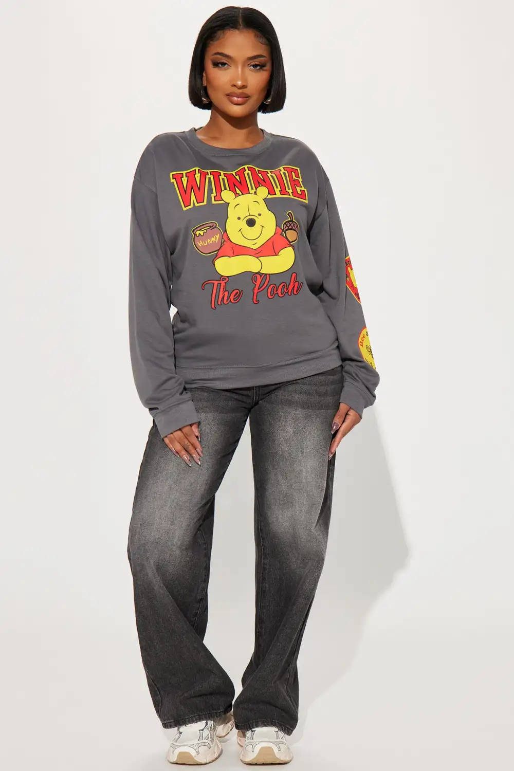 Winnie The Pooh Crew Neck Sweatshirt - Charcoal