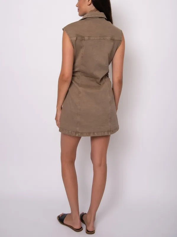 Sleeveless Denim Button Mini Dress