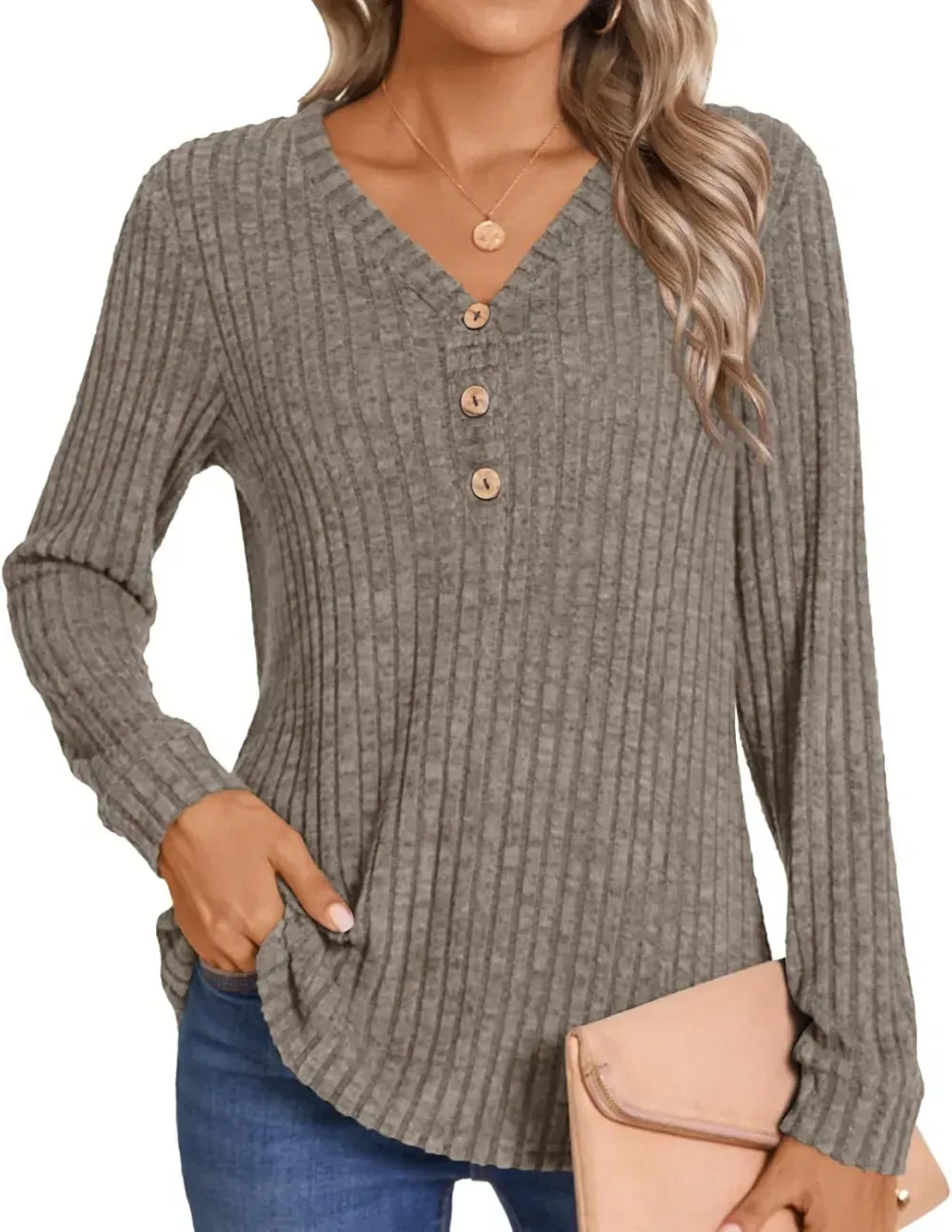 HOTGIFT Womens 2024 Fall Winter Tunic Tops Long Sleeve Casual T-Shirts Soft Comfy Stripe Blouse Lightweight