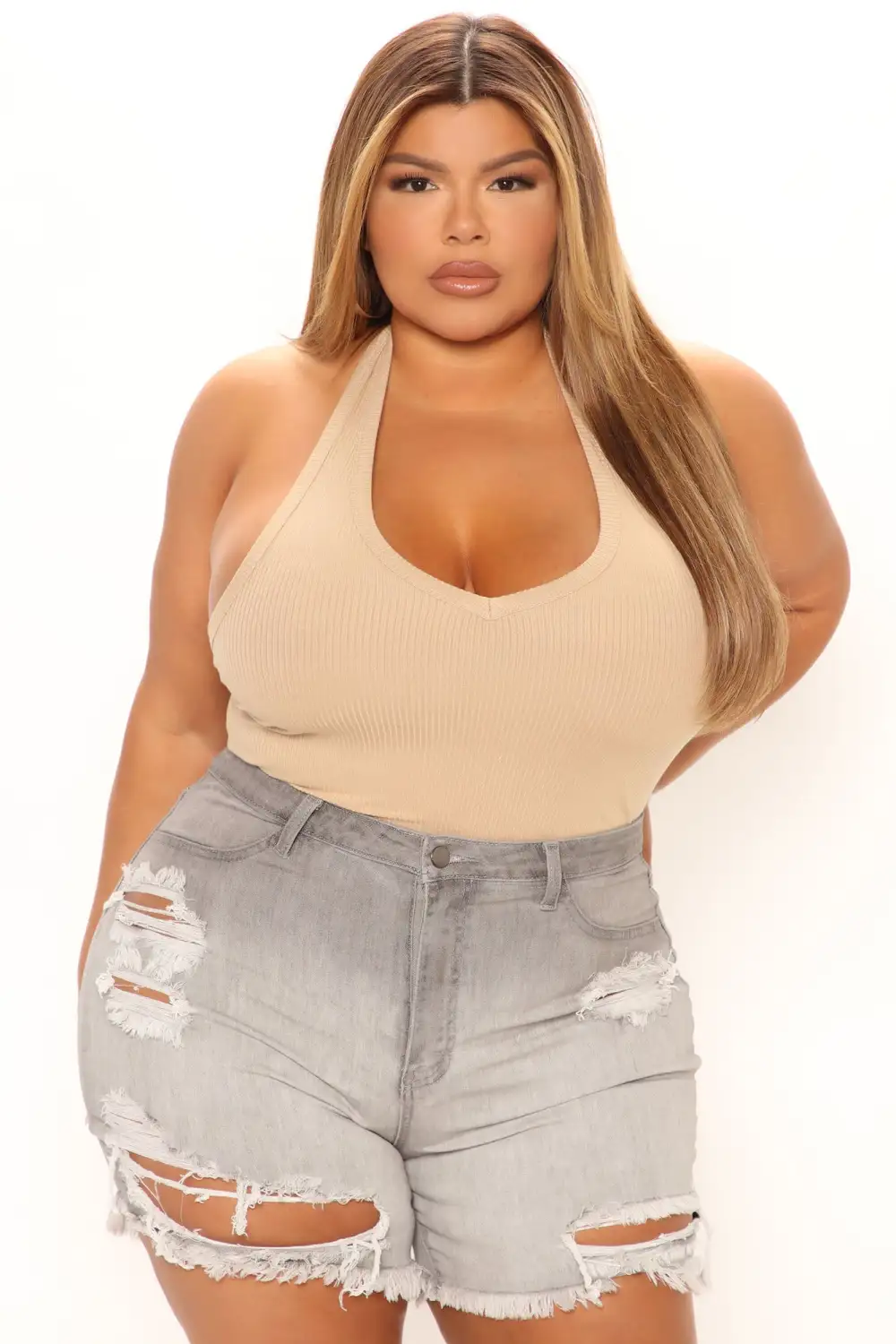 The New Me Halter Bodysuit - Khaki