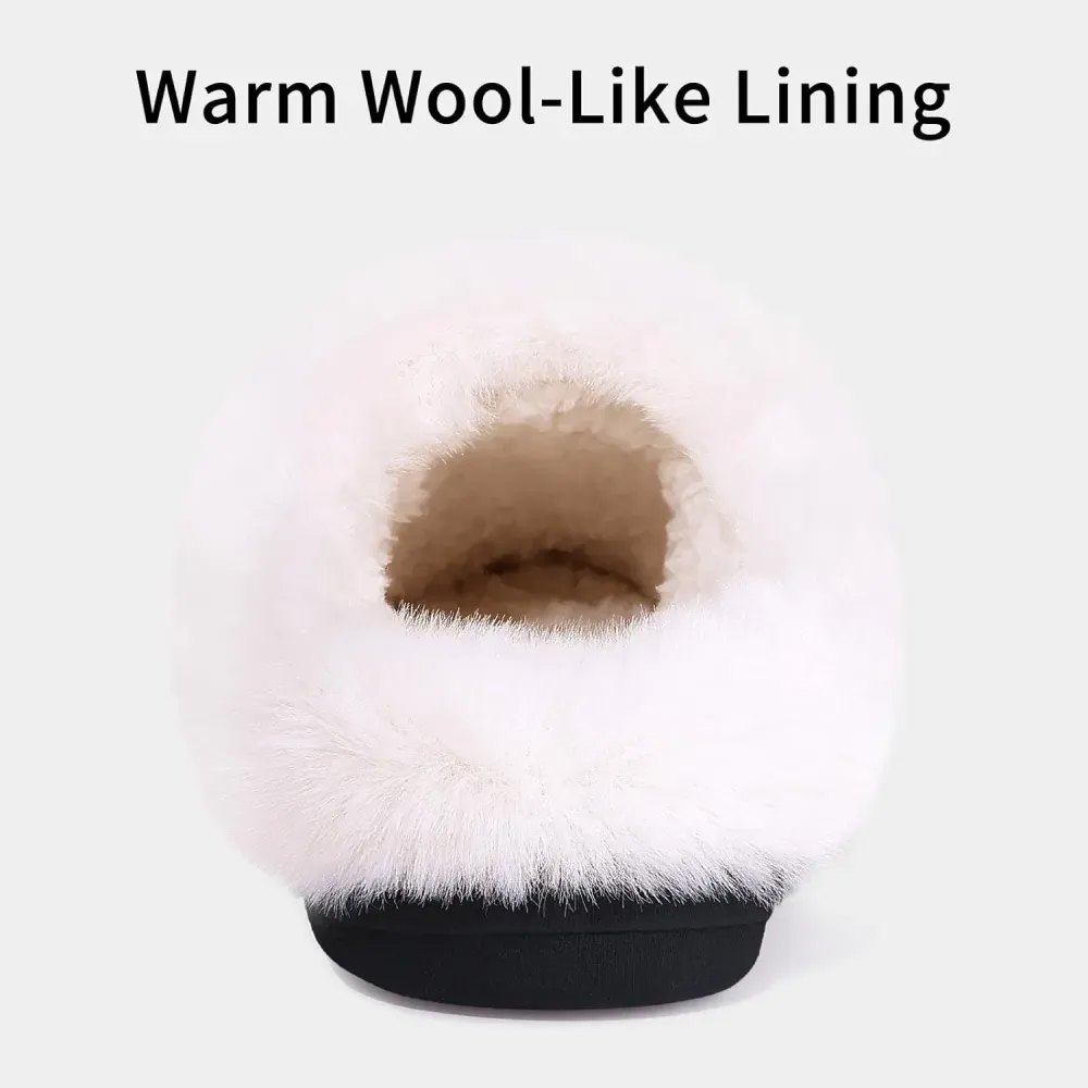 Warm Knit House Slippers for Women Comfy Wool-Like Lined Chenille Slippers with Memory Foam and Indoor Outdoor Soles