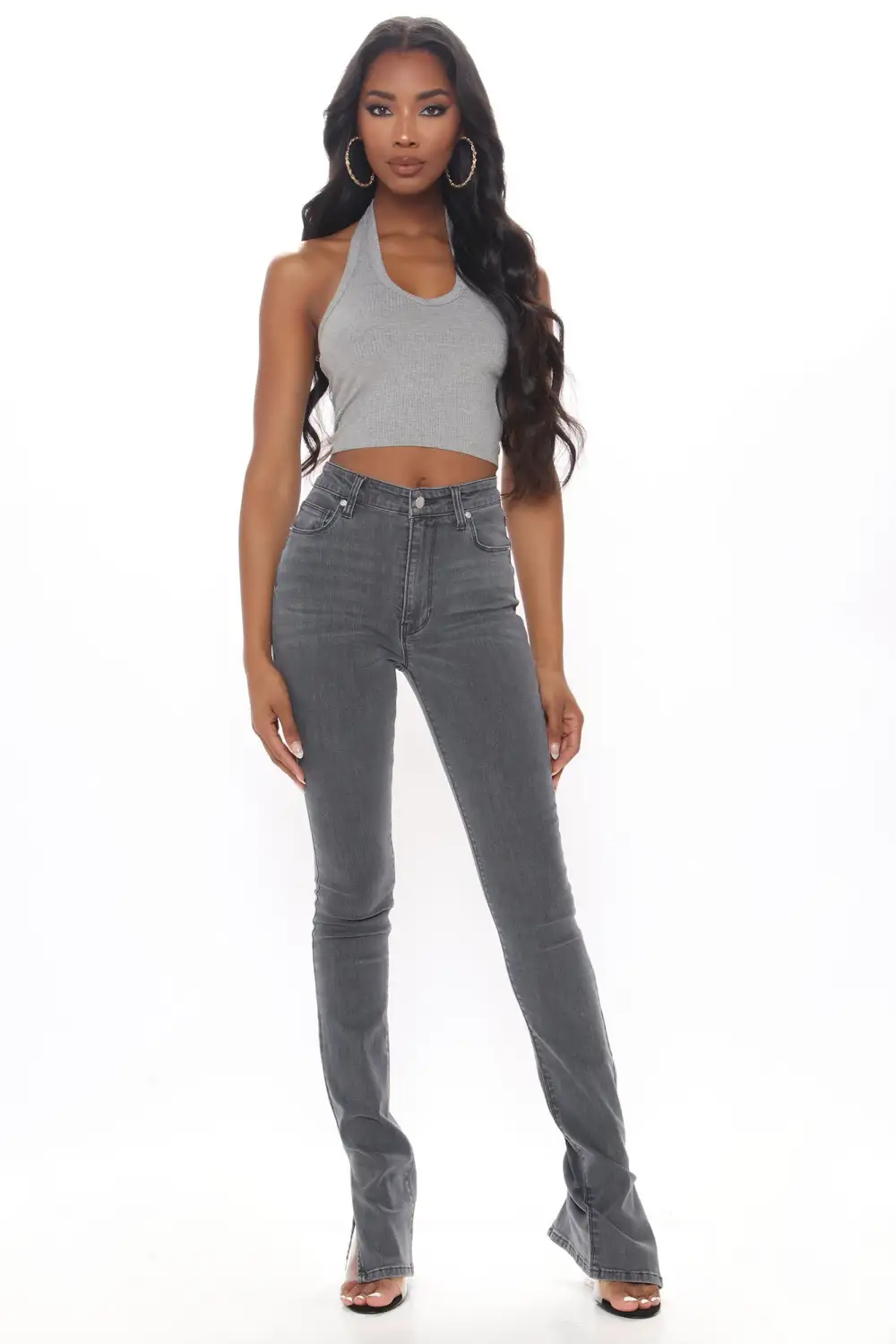 Tall Soho Side Split Skinny Jeans - Grey