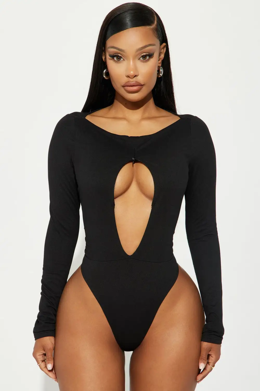 It Only Gets Better Zipper Bodysuit - Black