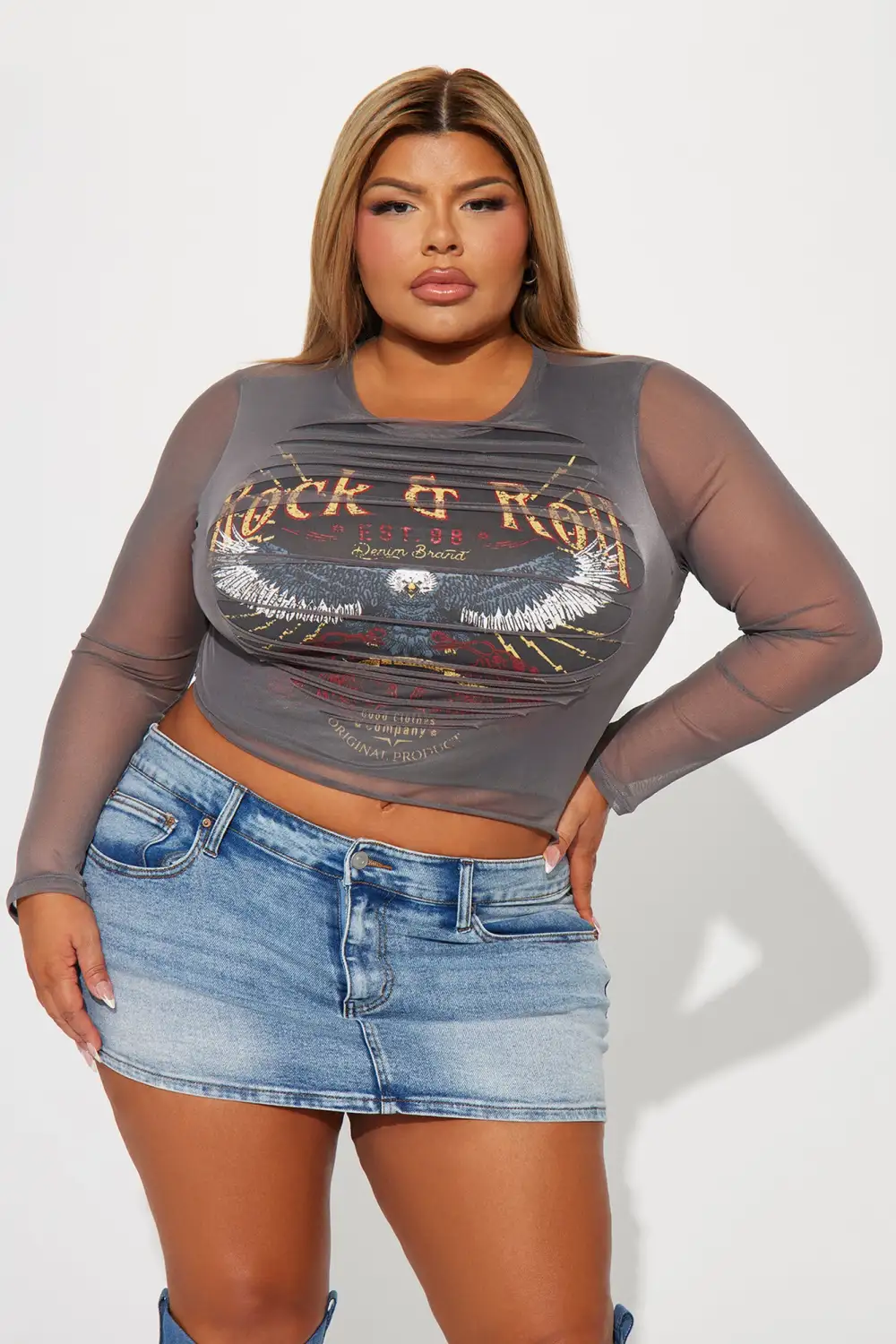 Ready To Rock Distressed Top - Charcoal
