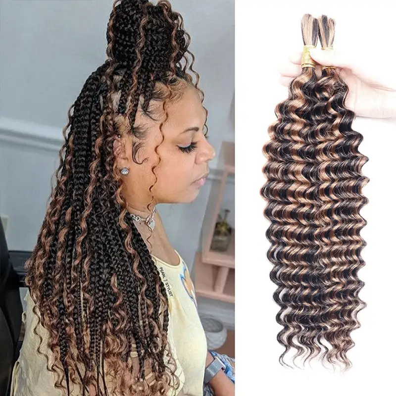 Flash Sale | Deep Wave Braid Hair Bulk 100% Human Hair Extensions Bulk for Braiding 100g