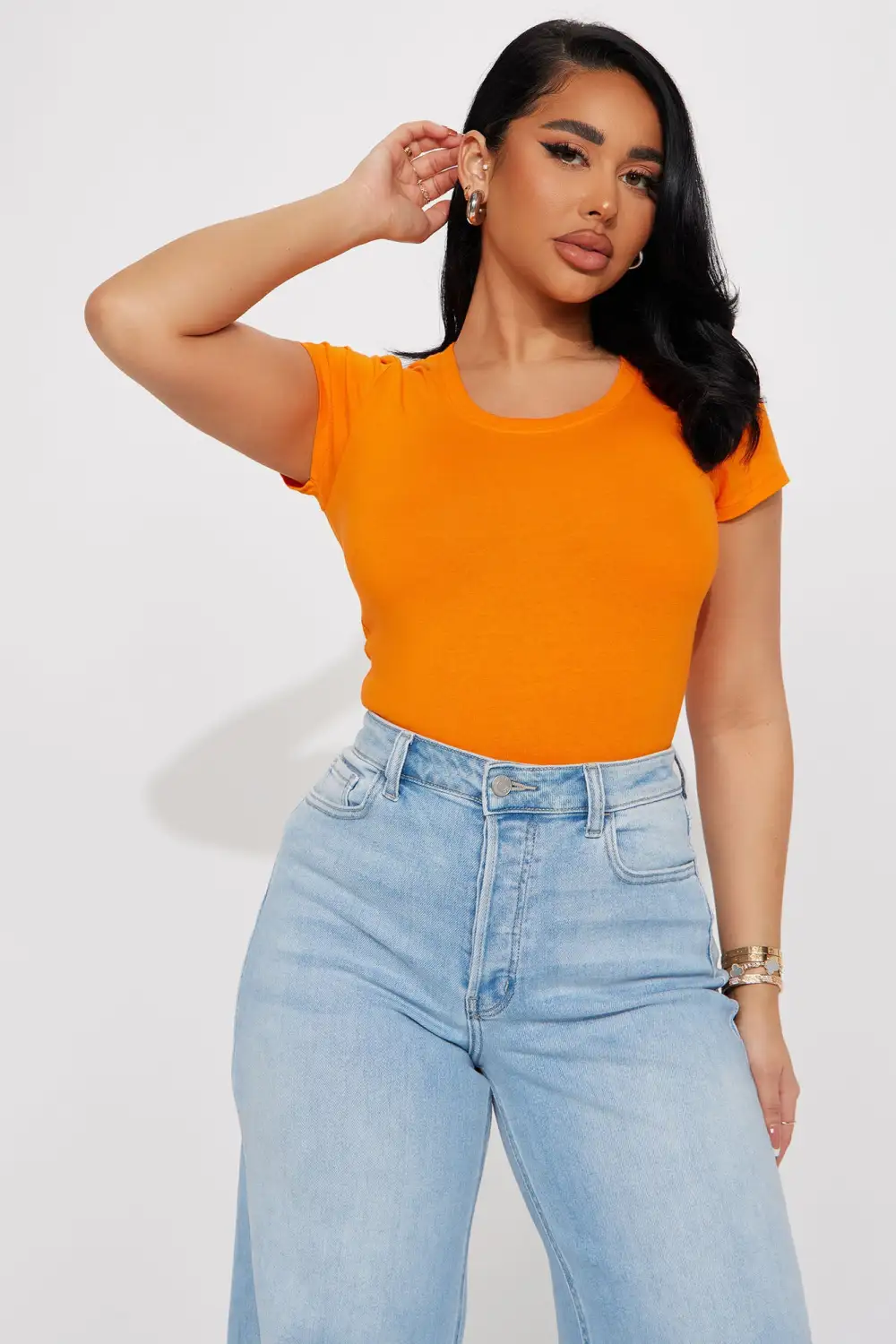 Sabrina Crew Neck Tee - Orange