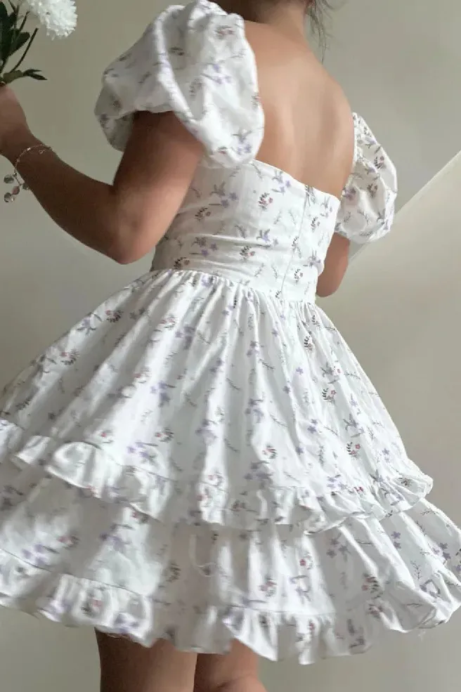 Summer sexy bustier style floral print mini dress