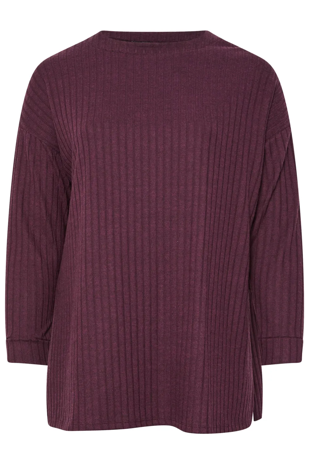 YOURS Curve Purple Side Split High Neck Jumper