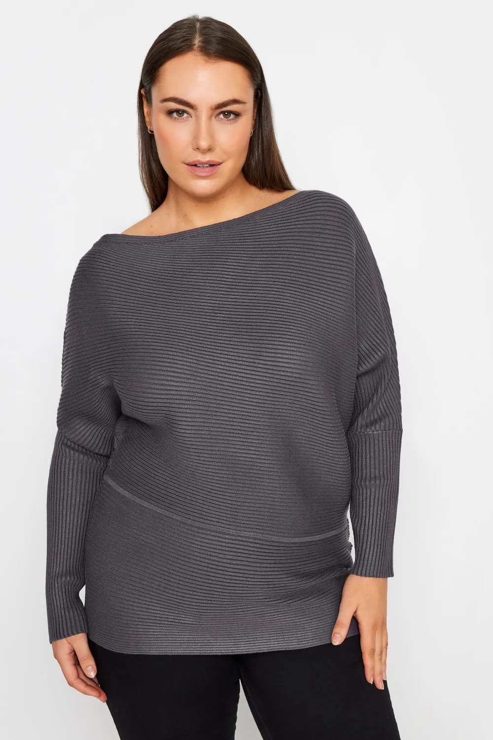 Evans Grey Ribbed Jumper