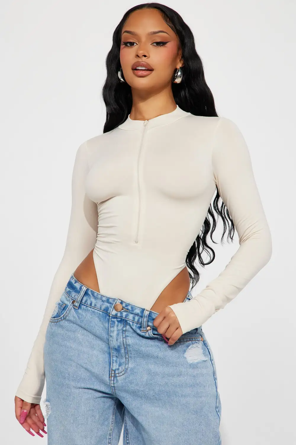 Take Notes On Me Bodysuit - Beige