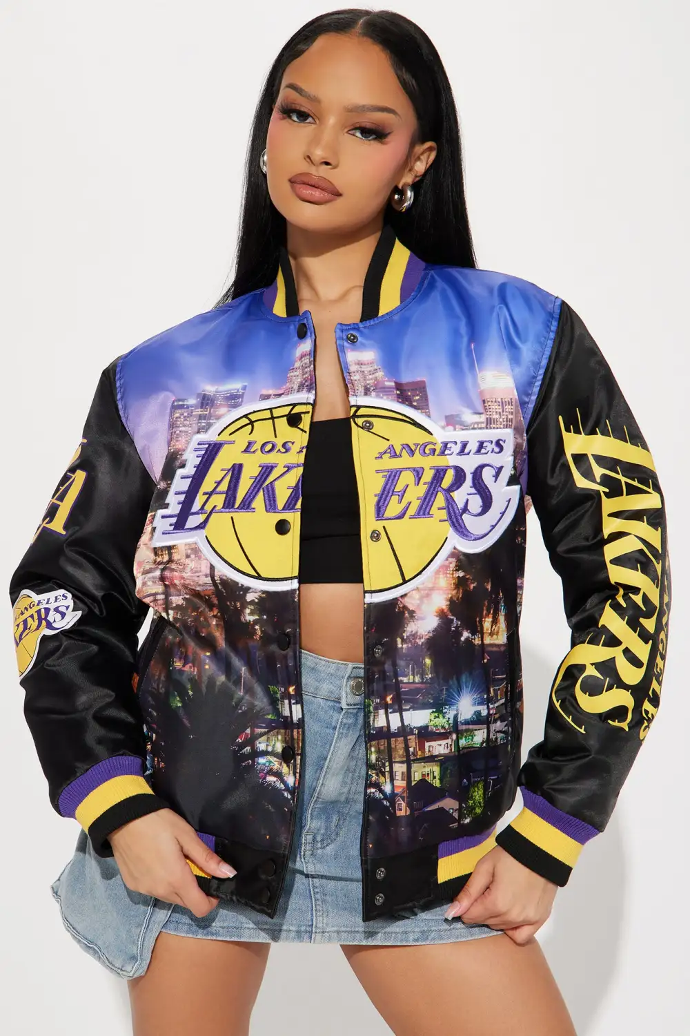 Lakers Court Side Bomber Jacket - Black