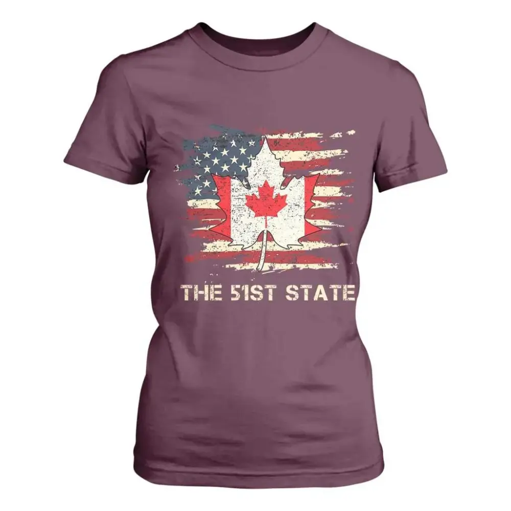 Canada The 51st State T Shirt For Women Canadian Maple American Flag TS09