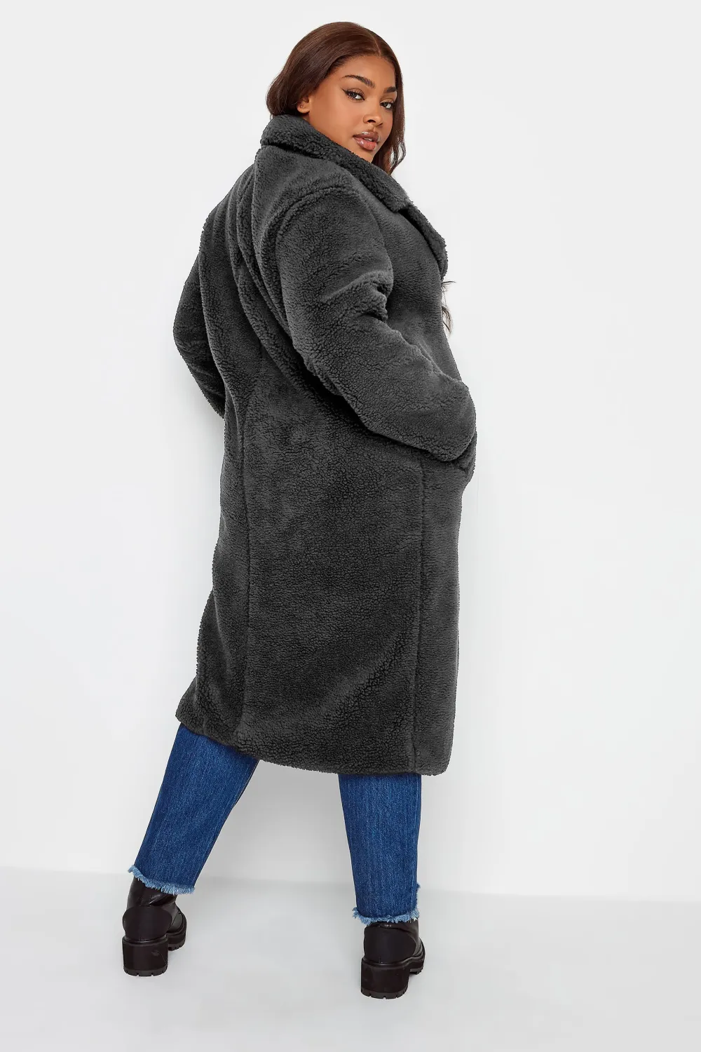 YOURS Curve Camel Brown Teddy Maxi Coat