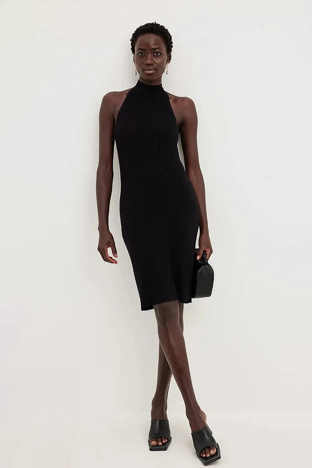 Knitted Tie Detail Mini Dress