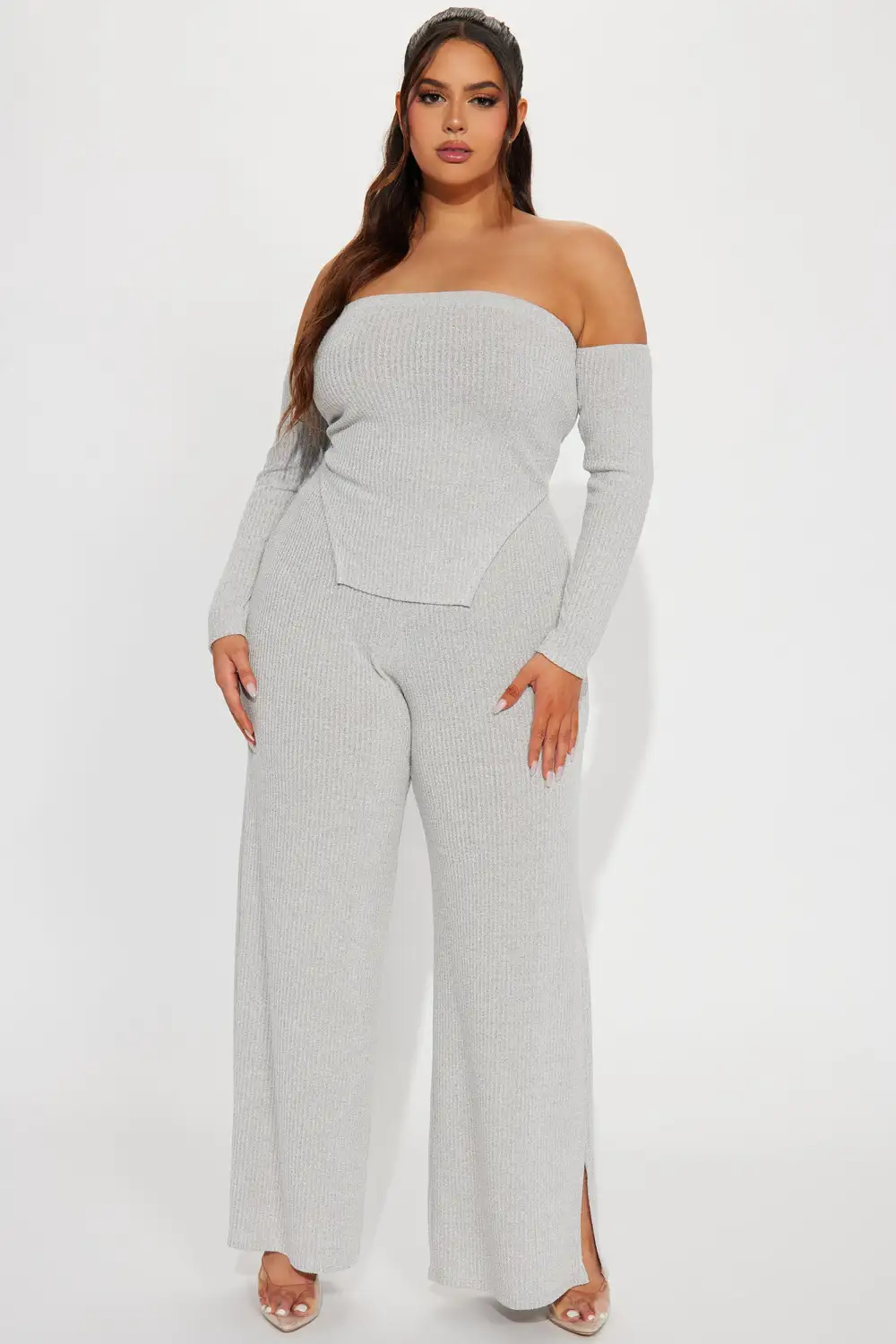 Bianka Hacci Pant Set - Heather Grey
