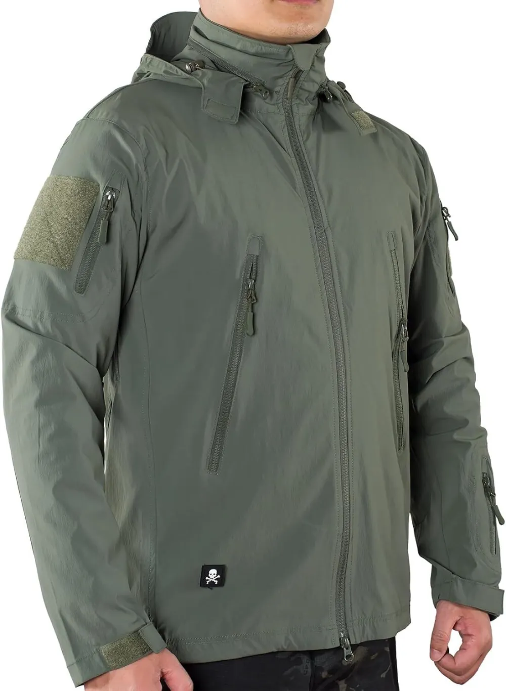 Mens Tactical Soft Shell Full Zip Jacket Lightweight Black Army Combat Coat Special Ops Airsoft Gear