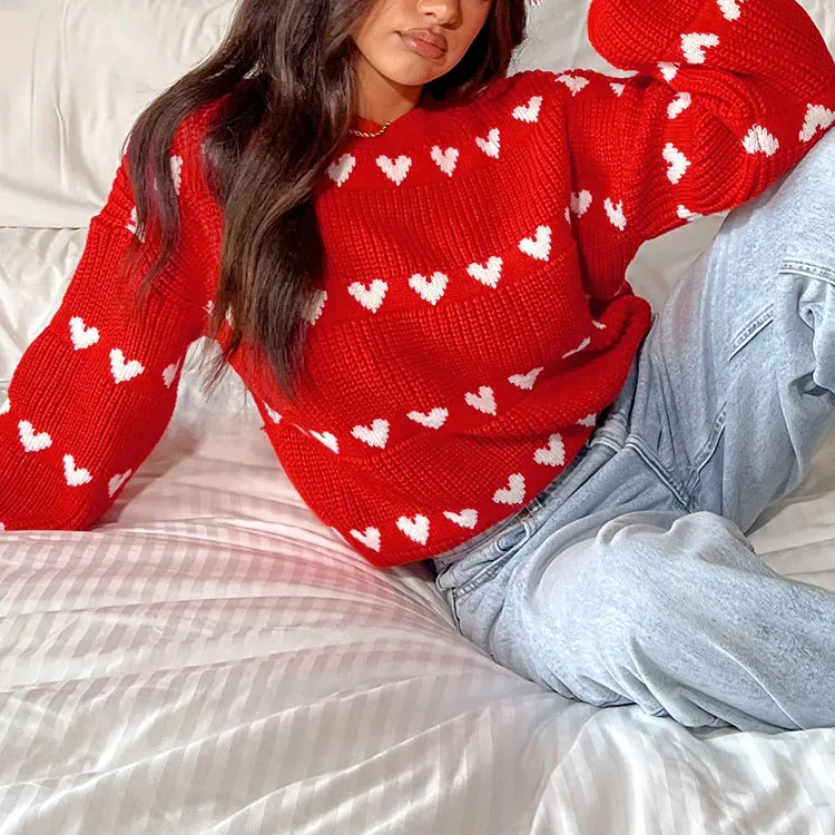 Lovey Heart Stripe Sweater