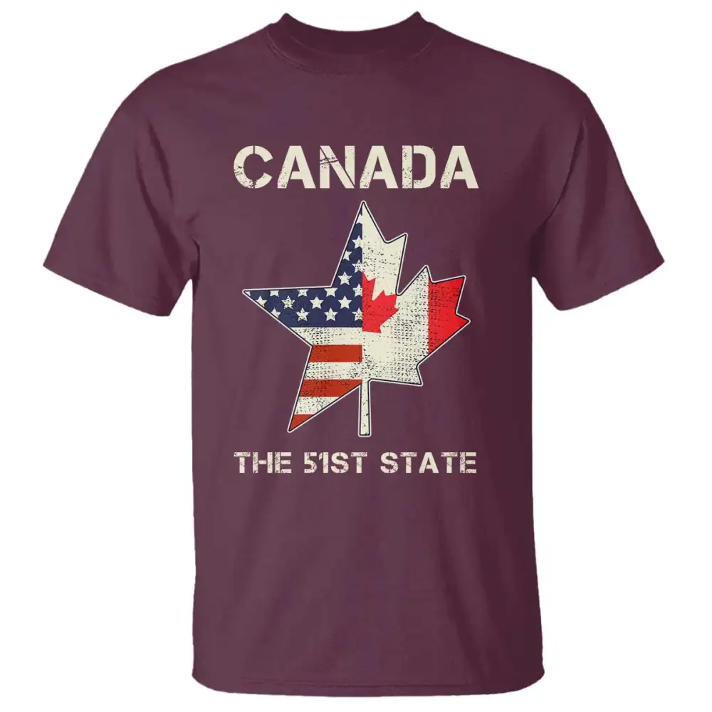 Canada The 51st State T Shirt Maple Canadian American Flag TS09