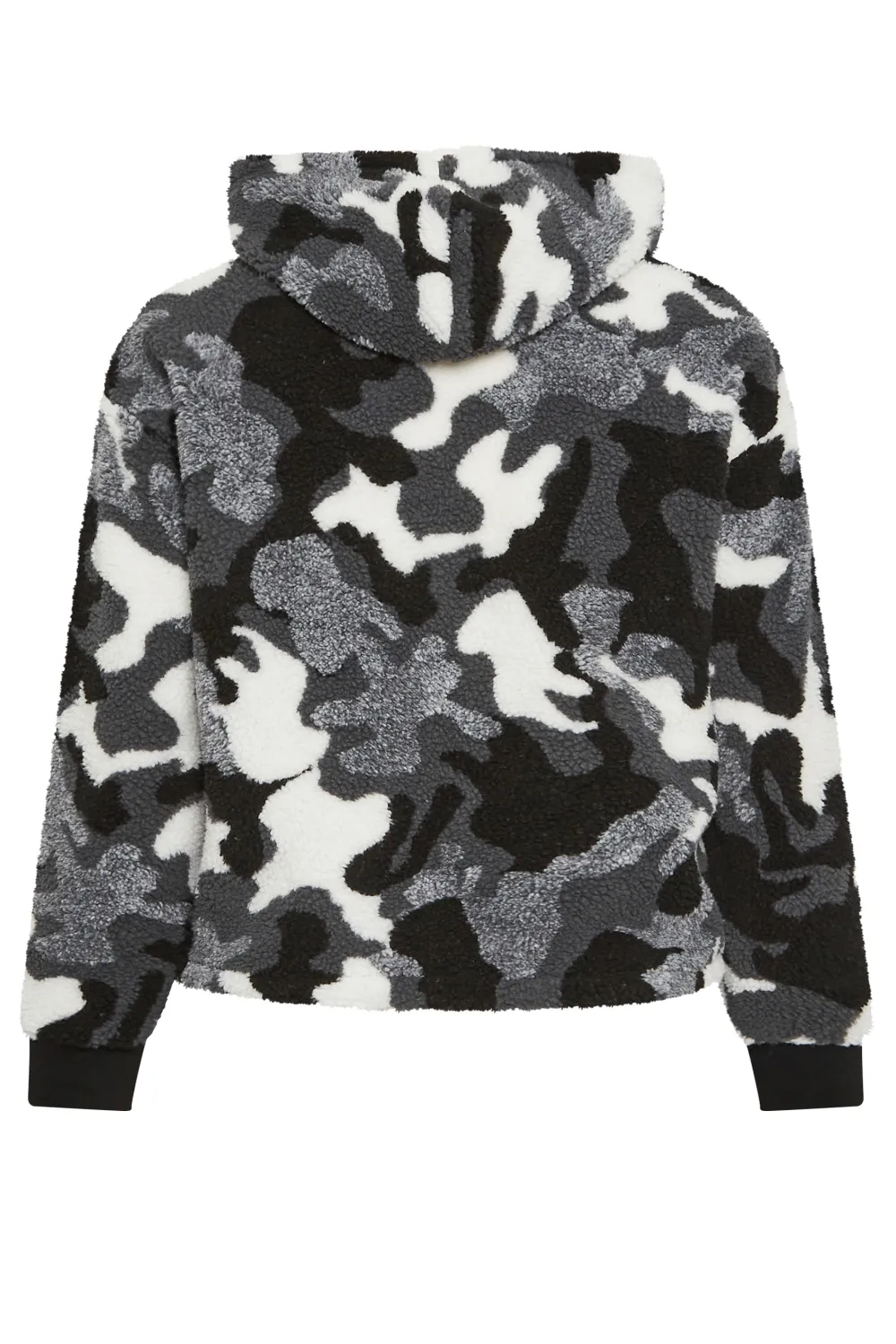 YOURS Curve Grey Camo Print Cropped Fleece Hoodie