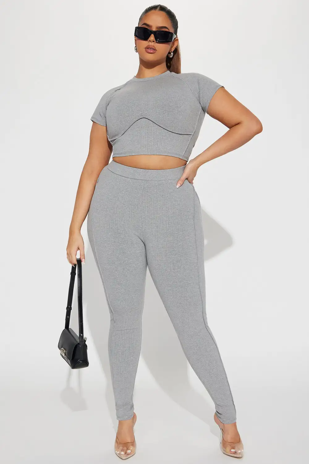 Lacey Snatched Legging Set - Heather Grey