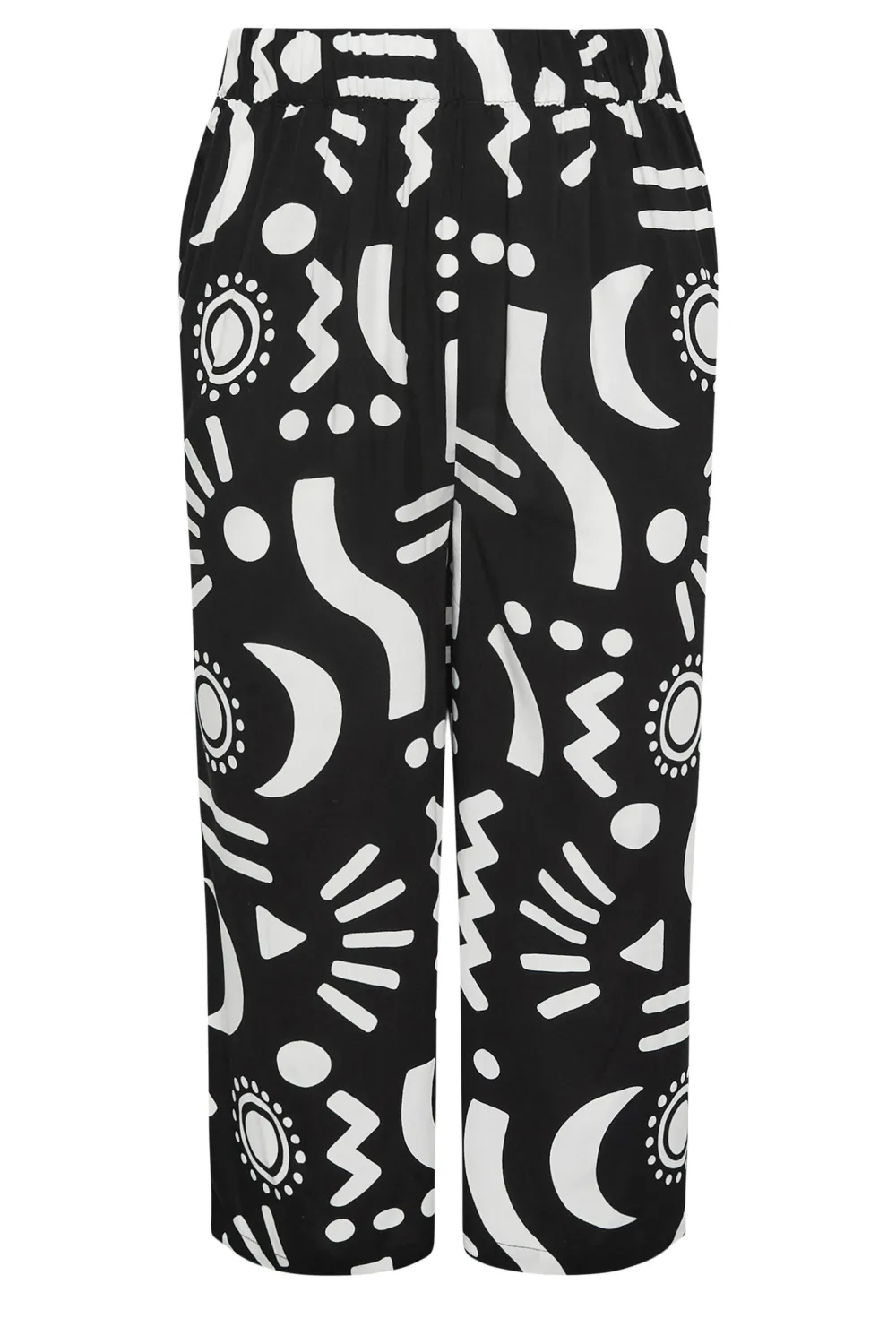 YOURS Curve Black Wide Leg Cropped Trousers